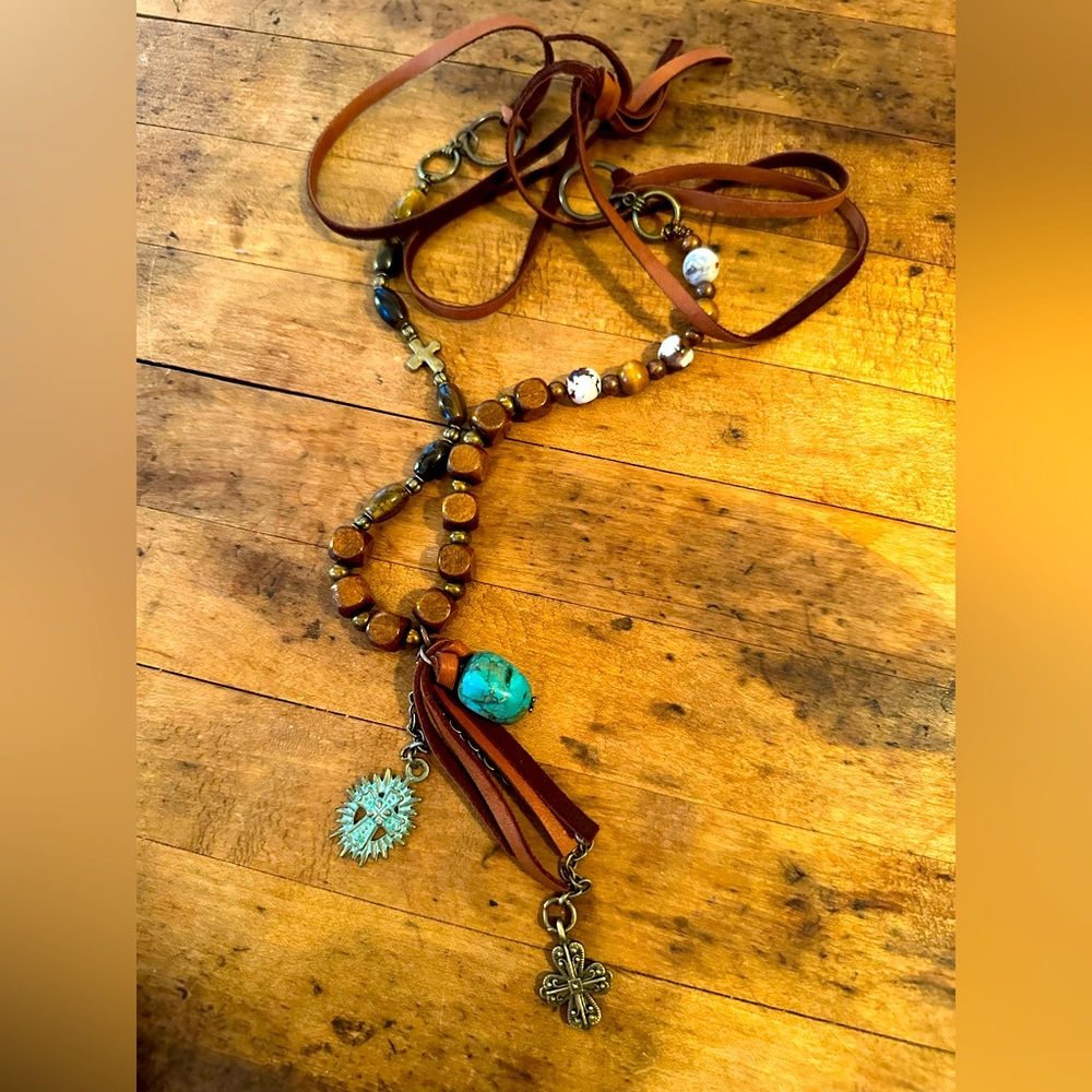 Turquoise cross necklace